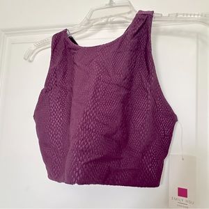 Emily Hsu Crossback Snakeskin Texture Sports Bra